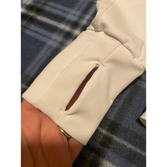 Kyodan Womens White Full Zip Athletic Jacket Thumbholes Mock Neck Yoga Gym Small - Picture 4 of 8